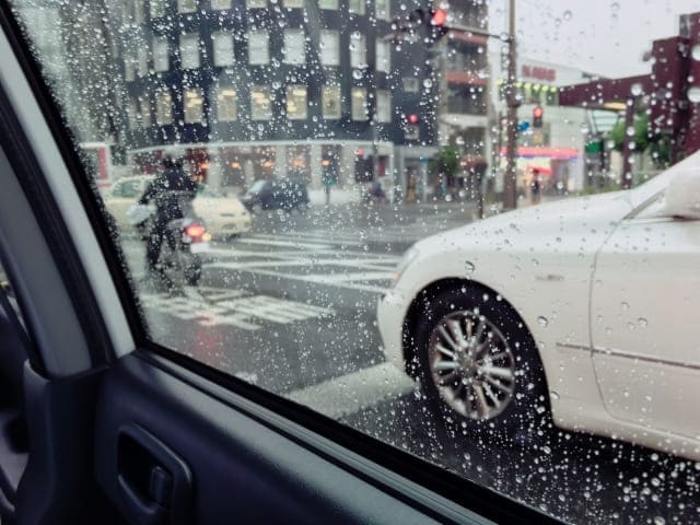Sapporo rainy day sightseeing cab taxi driving